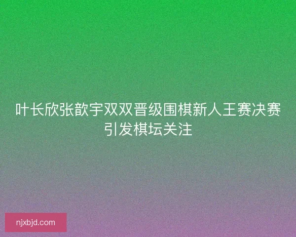 叶长欣张歆宇双双晋级围棋新人王赛决赛引发棋坛关注